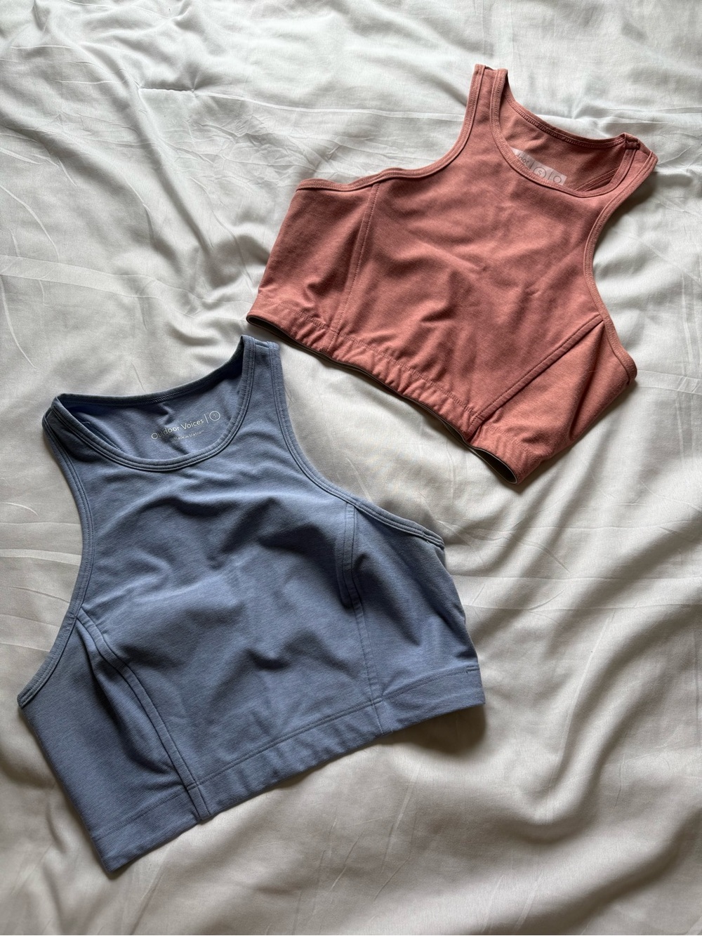 Outdoor Voices Cropped Tank Tops — Dusty Rose & Slate Blue
